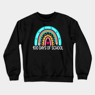 Rainbow Happy 100 Days Of School Pencil Kids Teacher Clothes Crewneck Sweatshirt